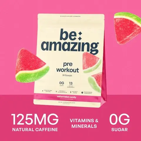 Be Amazing Vegan Pre-Workout Powder - Natural Caffeine, L-Theanine, KSM-66 Ashwagandha, Beta Alanine, Vitamin C - Fitness Supplement for Blood Flow, Stress Relief, Focus Boost | Dole Whip Pineapple & Hibiscus Fresh Sip Agua Fresca