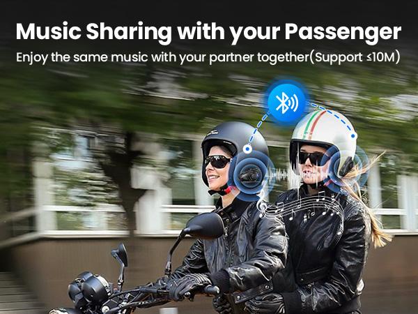 Motorcycle Helmet Bluetooth Headset, 10 Way 2KM Helmet Communication System, Multitasking Audio Motorcycle Intercom, 2 Mics&40mm Speaker (2 Pack)