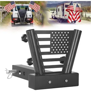 Heavy Duty Dual Hitch Flag Pole Holder Fits 2" Trailer Receiver, Truck Hitch Flag Pole, Universal Flag Pole Mount Compatible with Car, Truck, SUV, Pickup, Camper & Trailer