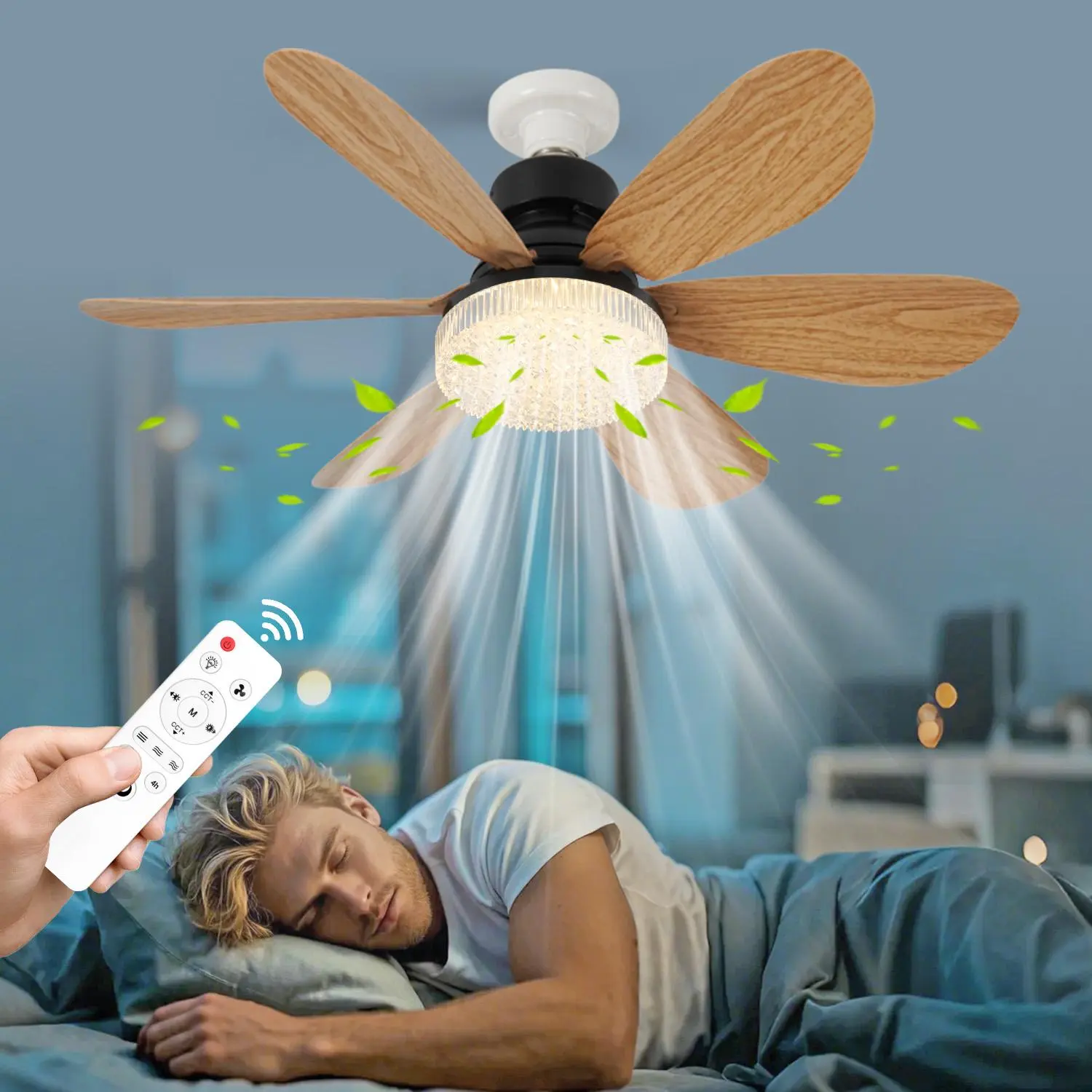 E27 Ceiling Fan Light with Remote Control, 3 Speed Adjustable LED Ceiling Fan Light, Adjustable Indoor Lighting, Suitable for Kitchen, Bedroom, Small Room, Closet Room, Led Lights Bedroom