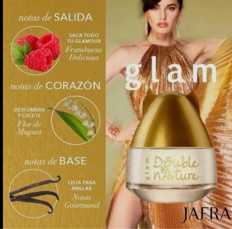 Jafra Double nature glam  eau de toilette 3.3 fl oz+ body lotion 2.5 fl oz for women glass bottle and box ( oriental,fruity,floral, rasberry,muguet,gourmand notes)