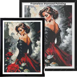 Adult Diamond Painting Kit, Frameless Full Drill Mosaic Wall Art, Includes Tool Set, Perfect Beginner Craft Gift, Dress Lady Design