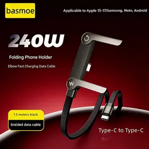 2026 New Type-C Invisible Holder Charger Cable with Built-in Stand, 240W Super Fast Charging 2-in-1 Cord & Phone Holder. Ideal for Gaming, Office, Car and Travel Use. Compatible with iPhone, Samsung and All Type-C Devices.