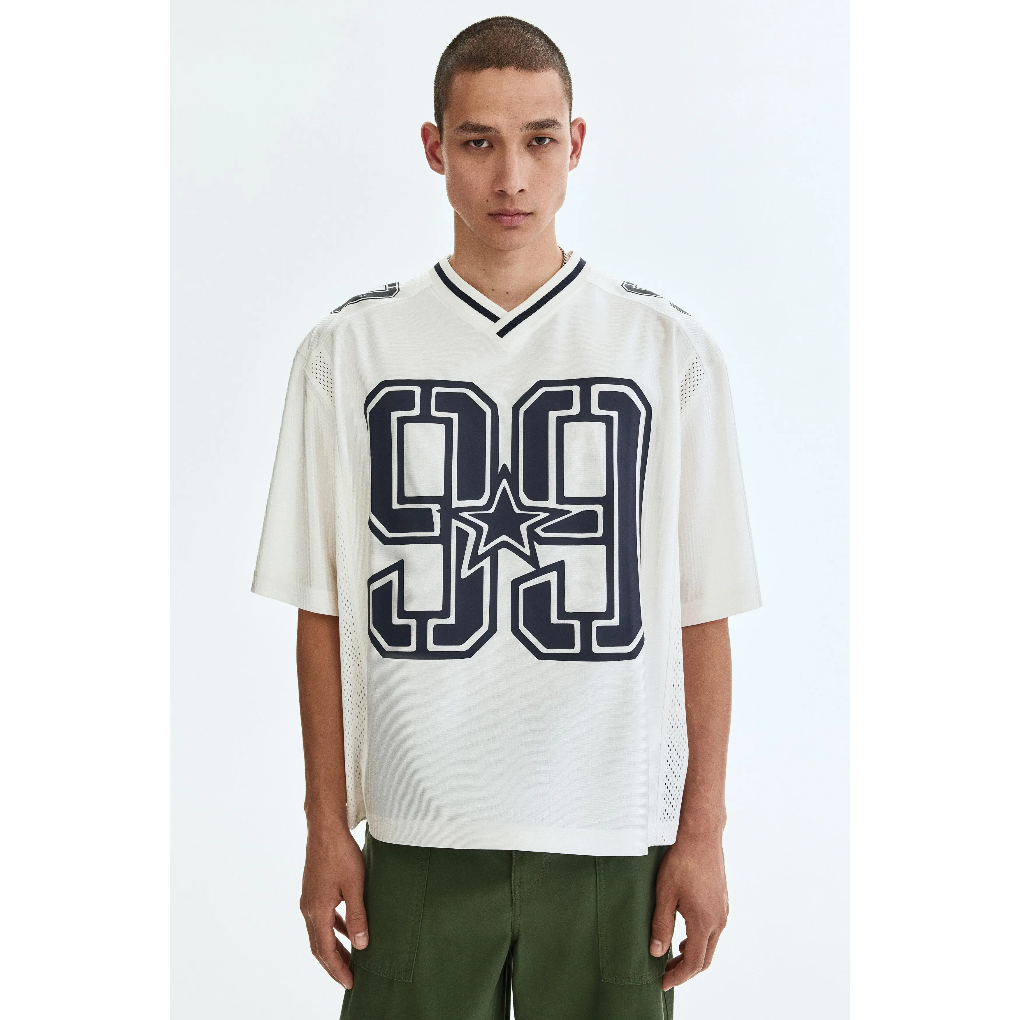 H&M Loose Fit Printed mesh T‑shirt