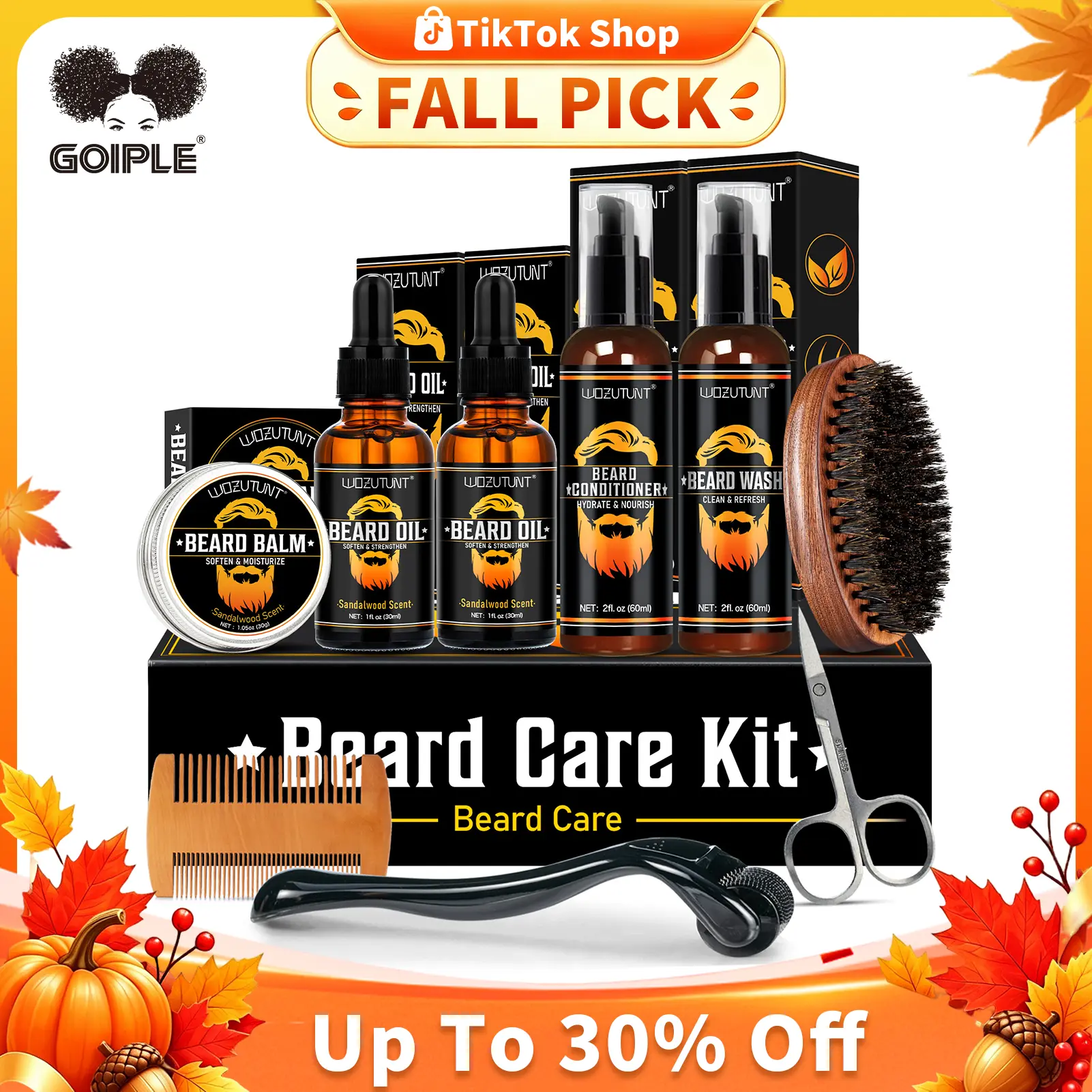 【Deals for You days】Beard Kit for New Year Gift & Men Grooming & Care W/Beard Wash,3 Packs Beard Oil,Beard Balm Leave-in Conditioner Boyfriend Father’s  Gift, Beard Care Accessories, Beard Cutting Kit