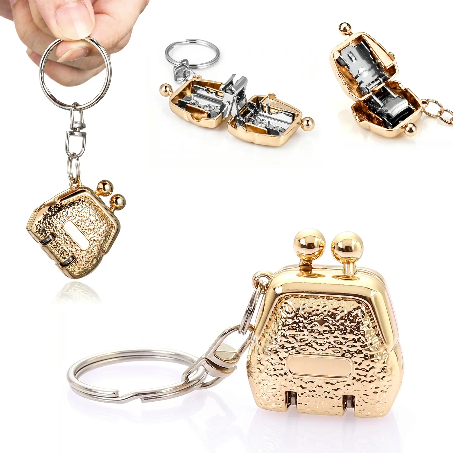 Mini Folding Nail Clippers with Keychain, Stainless Steel Pocket Nail Cutter for Travel