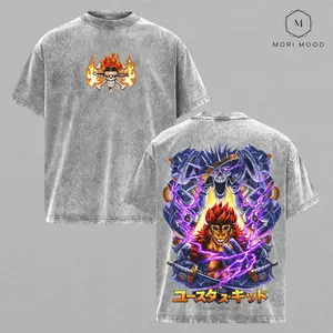 Eustass Kid OP, Captain Kid Anime Shirt, Dark Anime Streetwear, Magnet Power Design, Manga Style Graphic Tee, Punk Pirate Aesthetic, Warrior Anime Art, Vintage Washed T-Shirt