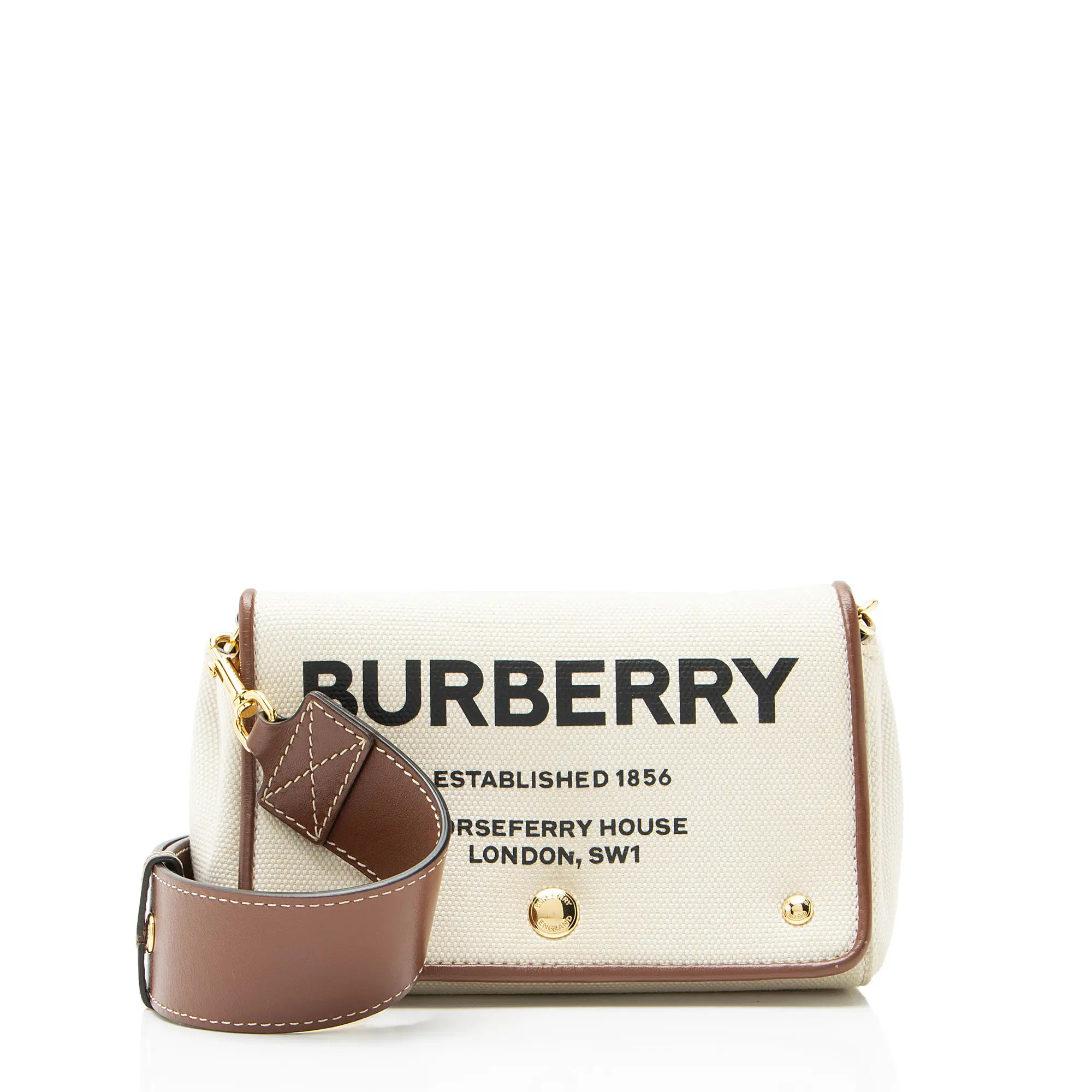 Pre-owned BURBERRY Leather Crossbody Bags Canvas Horseferry Small Crossbody