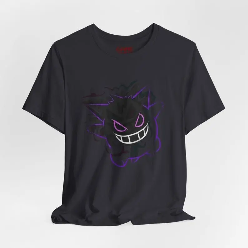 Gengar's Playful Grin Unisex Cotton Tee - Pokemon T-shirt Short Sleeve Tee T-Shirt Casual Graphic Tees