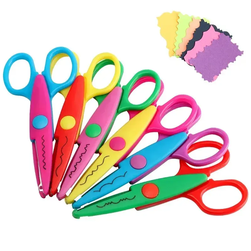 2026 Safety Scissors Wavy Pattern Paper Cutter DIY Handmade Tools Paper Craft Cute Card Photo Scissors Kids Gifts Office Supplies