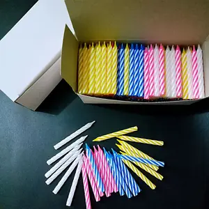 1 set of 288 birthday candles for holiday celebration, 288 colorful spiral twisted cake decorations, packaged in a small white box