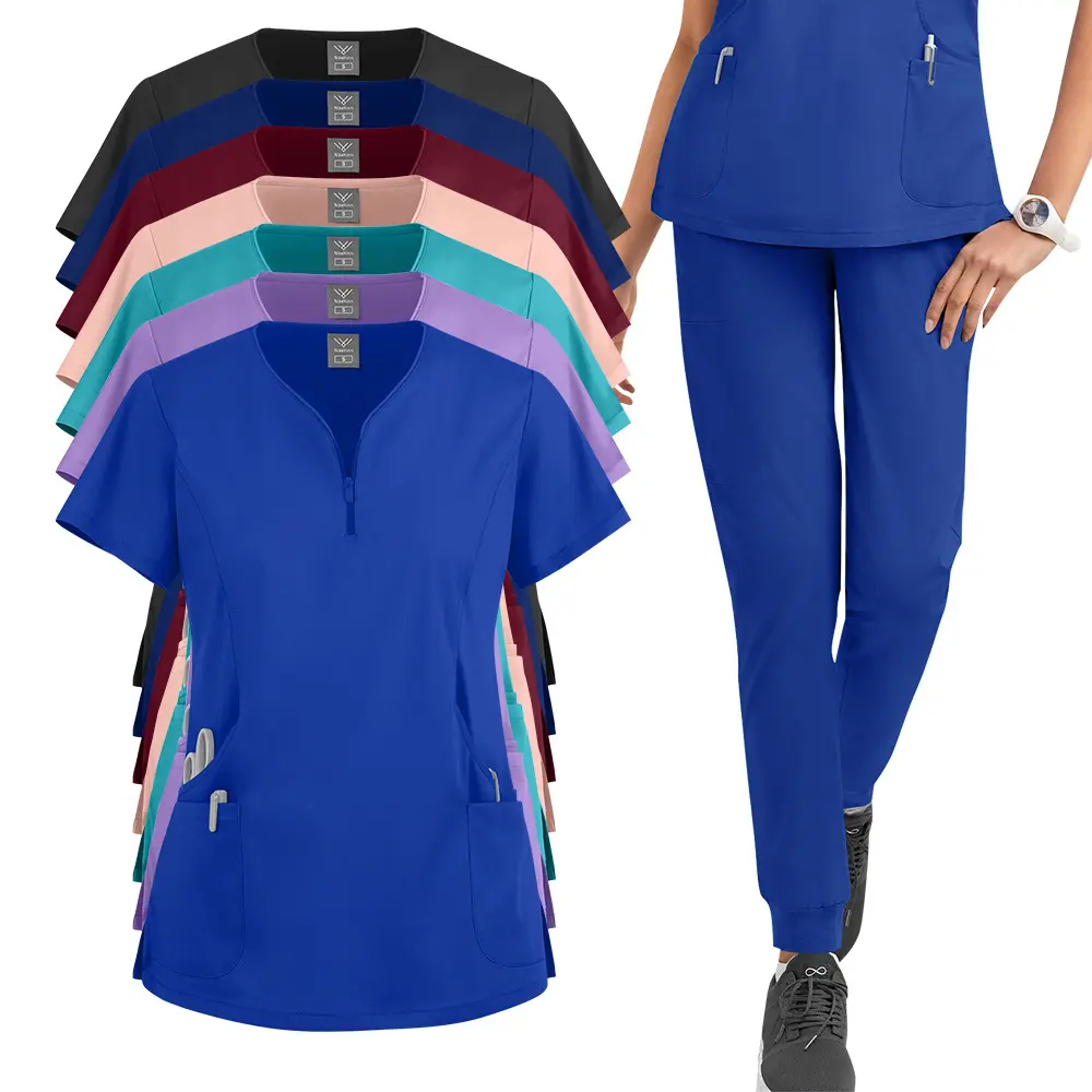 Wholesale Clinic Soft Hospital Uniforms 2 Piece Custom Logo Doctor Jogger Female Scrubs Uniforms Sets Fashionable