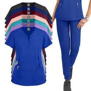 Wholesale Clinic Soft Hospital Uniforms 2 Piece Custom Logo Doctor Jogger Female Scrubs Uniforms Sets Fashionable