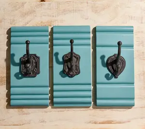 3 Vintage Inspired Wood & Metal Wall Hook