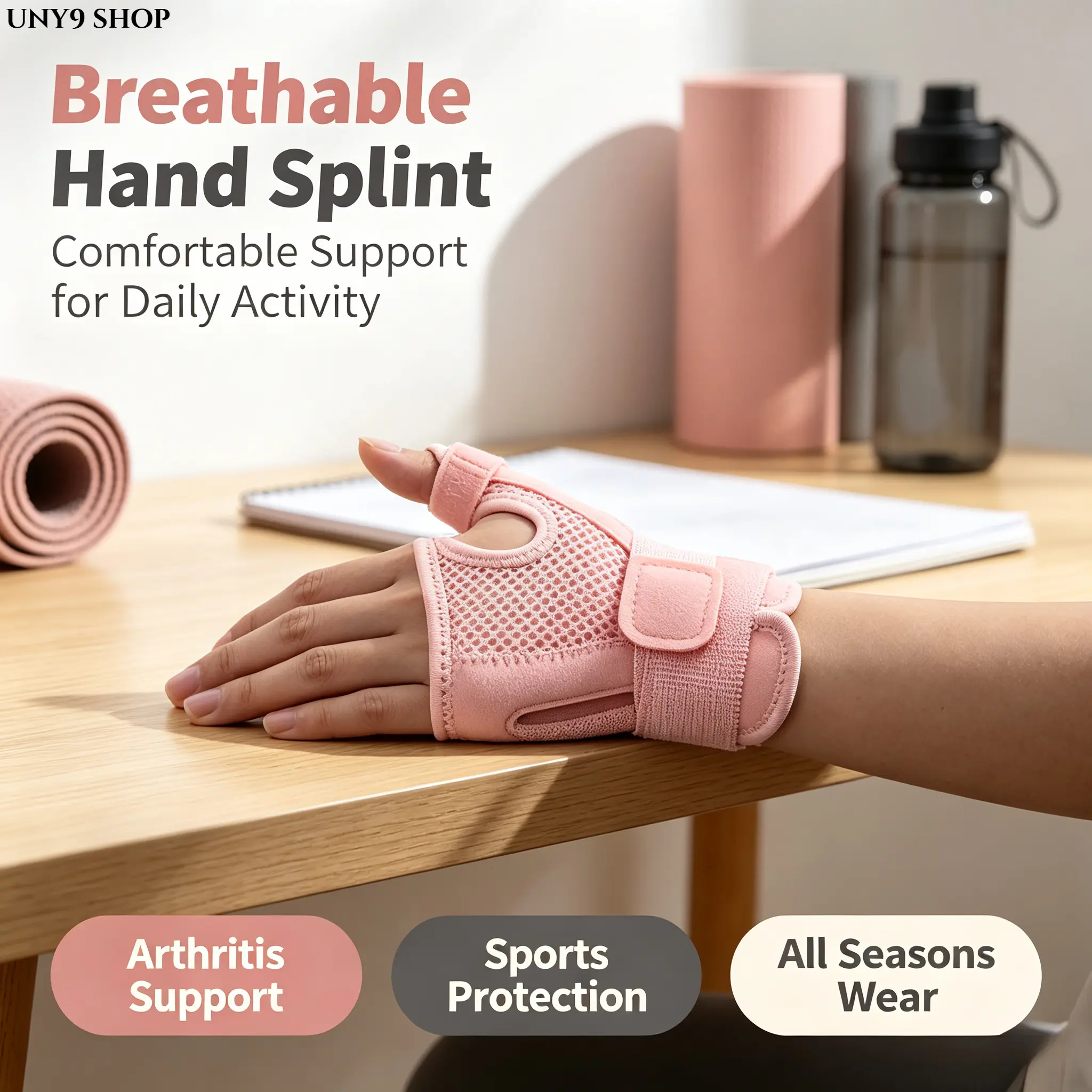 Adjustable Thumb Brace, Breathable Thumb Splint with Thumb Support, Reversible Left & Right Hand Fit, Comfortable Hand Support for Sports, Daily Activities & Everyday Wear