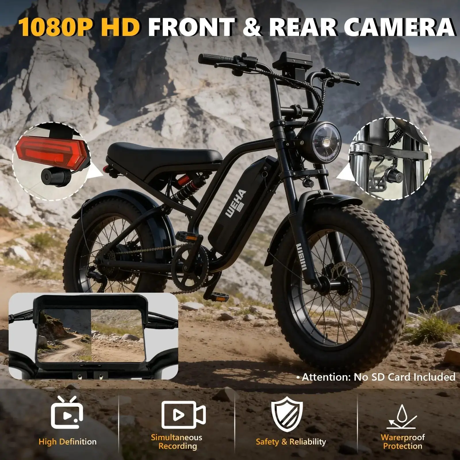 [2026 NEW] HiEHA All-Terrain Adult Electric Bike - 1500W Fat Tire E-Bicycle, 34MPH High Speed, 40-70 Mi Range, Full Suspension, 48V Removable Battery, for Mountain & City Riding