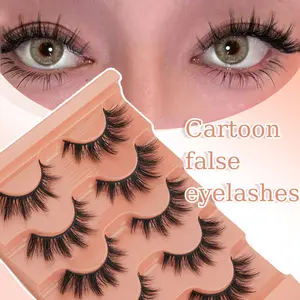 5 Pairs 3D Fluffy Cat Eye False Eyelashes, Natural Look, Soft Curled, Lash Extensions, Dramatic Lash Strips, Fake Eyelashes