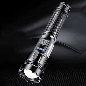 XHP50+COB LED Portable Flashlight with 7 Modes and Power Display 800LM IPX4 Waterproof Torch Lamp Type-C USB Rechargeable Zoomable Torch Lamp 1200mAh Battery Powered Hiking Camping Supplies Charger an