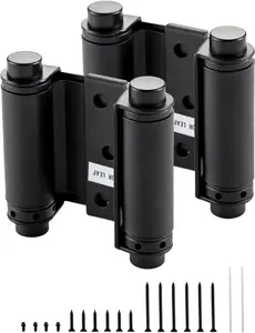 " Double Action Spring Door Hinge, Self Closing Door Swing Hinge with Screws for Saloon Bar Pub, Swinging Cafe Doors, Matte Black,  Pack