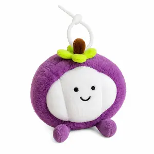 Mangosteen Bag Charm, Soft Fabric Fruit Hanging Accessory, Cute Purple Decorative Keychain for Handbags, Backpacks, Purses, Keys and Daily Carry