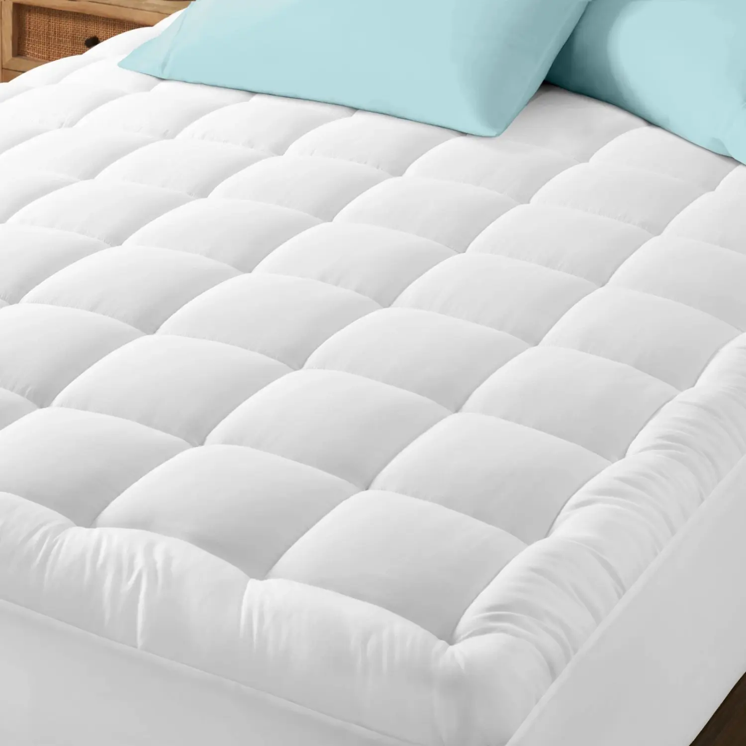 Mattress Topper Queen for Back Pain, Extra Thick Mattress Pad Cover, Plush Pillow Top, Deep Elastic Pocket, White Queen Size Mattress Pad Pillow Cover Quilted Fitted Mattress Protector Cotton Top 8-21" Deep Pocket Cooling Mattress Topper