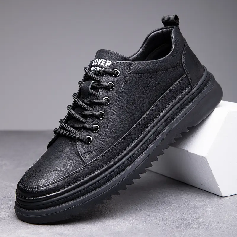 Men's Casual Low-Cut Lace-Up Sneakers - Stylish Walking Shoes with Grommets, Comfortable Thick Sole, All-Season Base Material Casual Trainers, Closed Toe Casual Trainers
