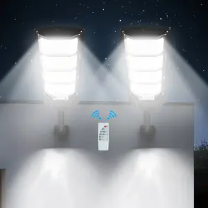 Solar Powered Outdoor Light with Motion-Sensor, Solar Lights Outdoor, Waterproof Solar Street Light with Remote Control, Wide Angle Floodlight for Yard, Street, Parking Lot