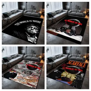 Scarface Black and White 7x5 Feet Carpet Easy to Clean Suitable for Many Occasions The World is Yours Design