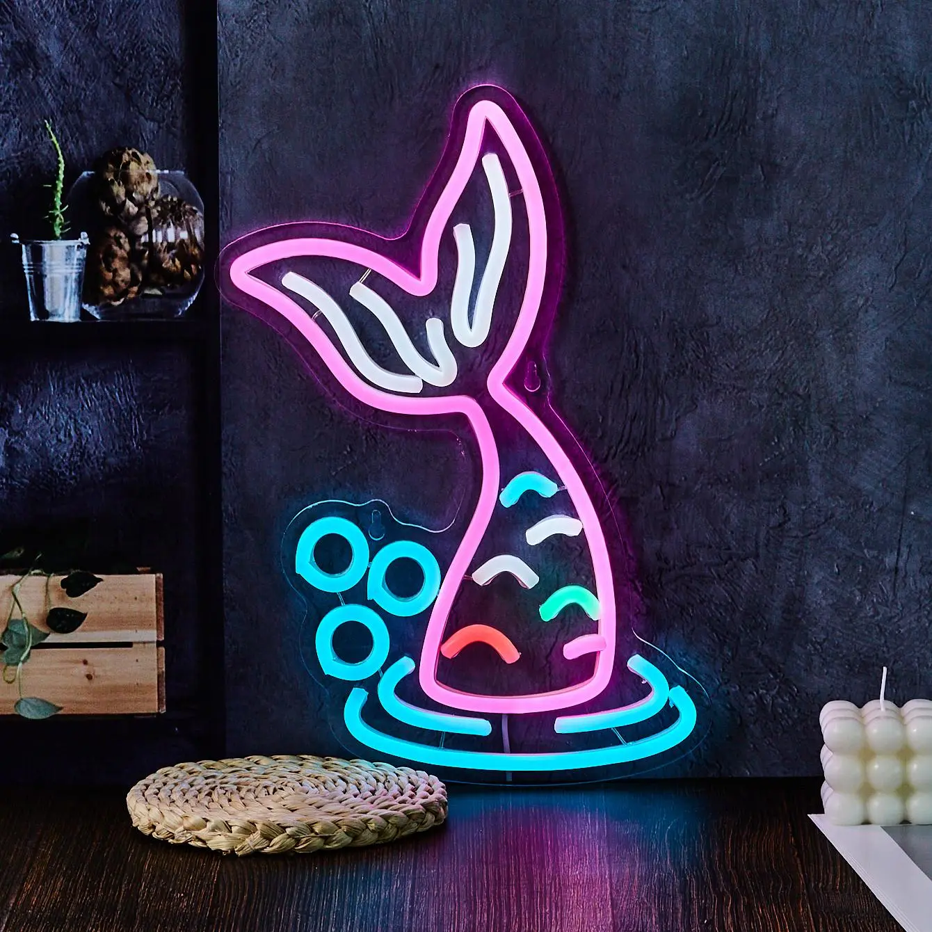 Mermaid Shaped Neon Sign, 1 Count USB Powered Neon Light, Mermaid Lamp, Creative Decorative Light, Indoor Light for Home Bedroom Party, Bedroom Lighting, Home Decor, Room Decor, Party Decor