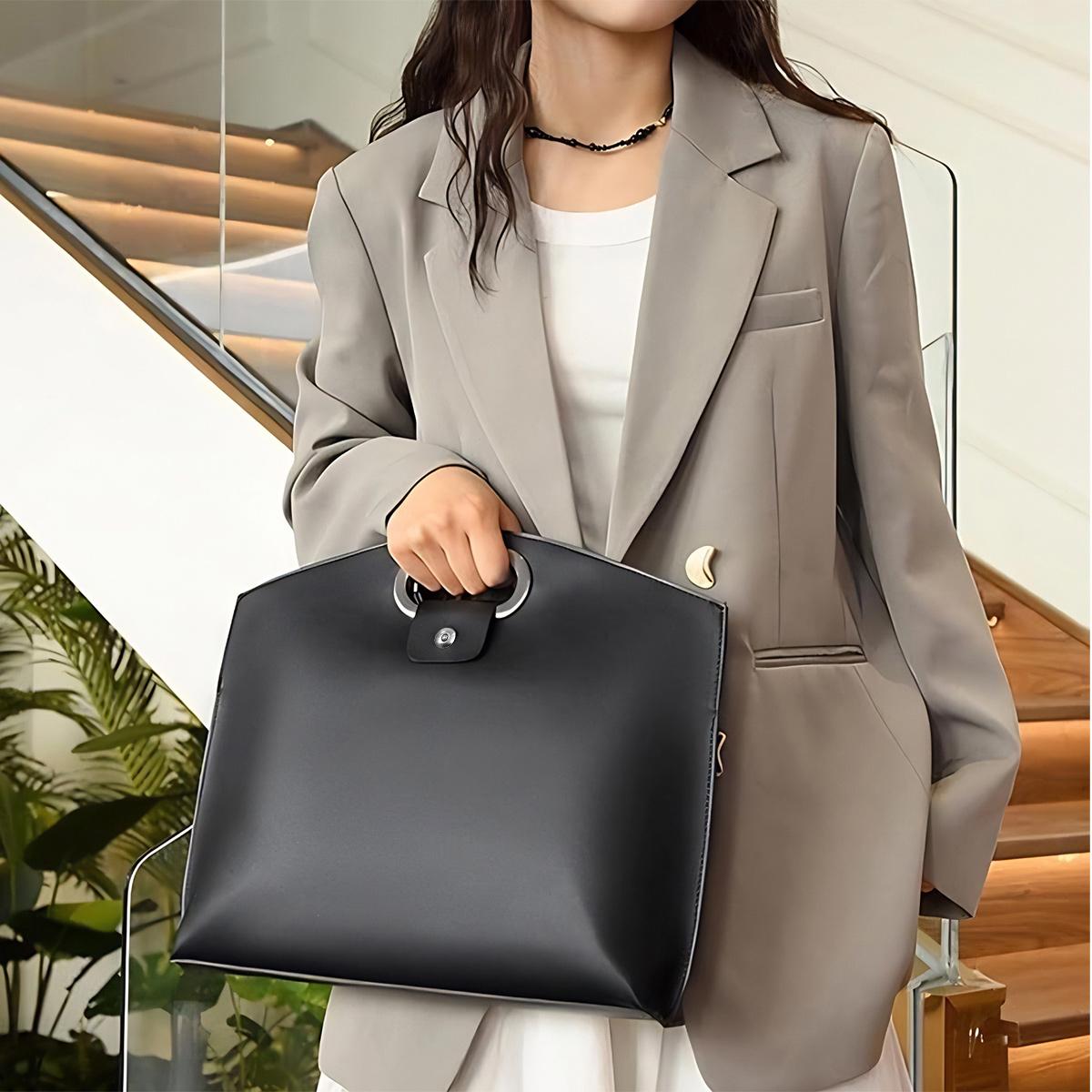 2PCS Laptop Bag for Women,Waterproof PU Leather 14-16In for Laptops and iPad Cases,Work Tote Bag Briefcase for Work Travel