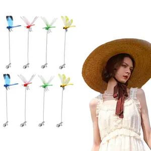 4/8PCs Dragonfly Ornament Outdoor Simulation Dragonfly Ornament Natural Organic Concept Insert Pole Clip Gardening Decoration Insert Plaque Patio Garden Decoration