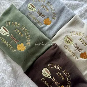 Cozy Stars Hollow 1779 Embroidered Sweatshirt – Fall Vibes Stars Hollow Crewneck, Cute Stars Hollow Autumn Pullover, Embroidered Graphic Tee, T-Shirt, Hoodie, Oversized Cozy Crewneck, Cute Fall Outfit for Men and Women