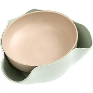 Double Dish Snack Bowl For Pistachios, Peanuts, Edamame, Cherries, Nuts, with Shell Storage (Green)
