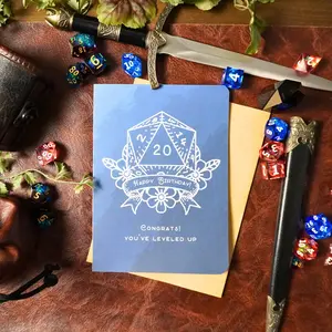 D20 Leveled Up DnD Birthday Card