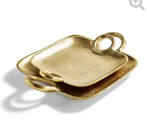 Two's Company Gold Tray W/ Gold Handles