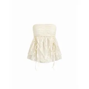 Cider Lace Ruched Bandeau Top