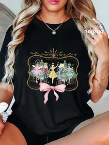 100% Cotton Nutcracker Ballet Sugar Plum Fairy Retro Christmas T-Shirt