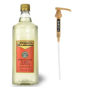 Starbucks Peppermint Syrup 1 Liter with DIY Barista Syrup Pump
