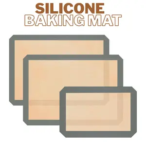 Silicone Baking Mat, Baking Sheets Non Stick, Silicone Mats for Baking, 3 Pcs for Cookies, Bread and Pastry, Baking Supplies for Oven, Grey