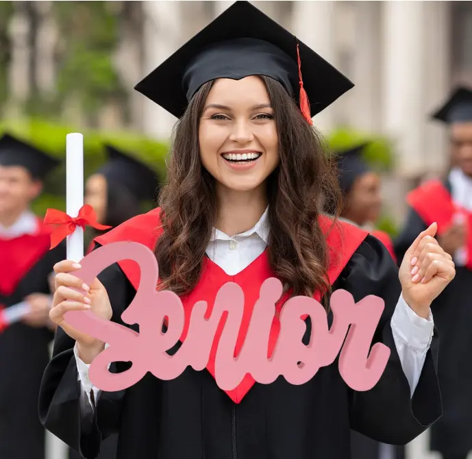 Senior 2027 Sign Wooden Pink Graduation Photo Props Graduation Decorations Class of 2027 Table Centerpiece Senior 2027 Sign for 2027 Party Decorations Supplies