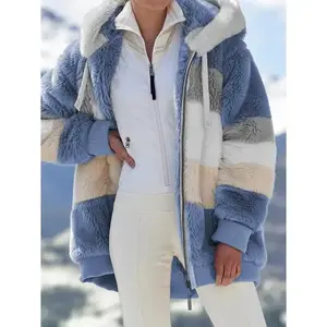 Winter Long Coats for Women Plus Size Winter Warm Loose Plush Zip Hooded Jacket Coat Gifts Christmas Gift Womenswear TopsGiftGift