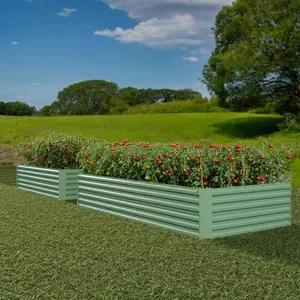 【GARVEE】Metal Raised Garden Beds - Heavy-Duty Steel, Open-Base for Composting and Drainage, Available in 8'x4'x2' and 6'x3'x2' Sizes, Perfect for Deep Root Crops, Vegetables, Flowers, and Herbs in Outdoor Gardens