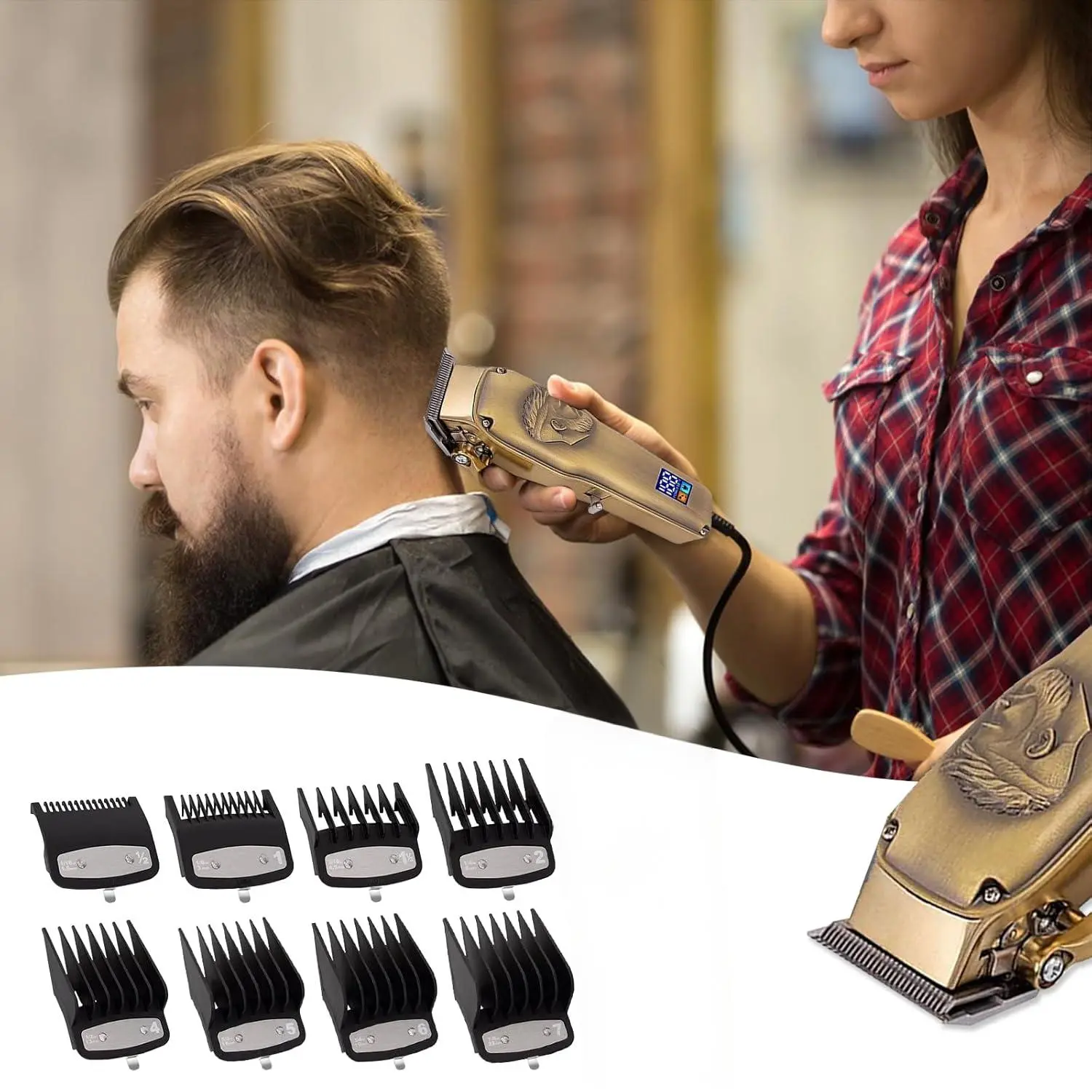 8PCS Hair Clipper Guard Set, Professional Guide Combs for Hair Clippers, Replacement Cutting Attachments for Barbers, Salons & Home Haircuts