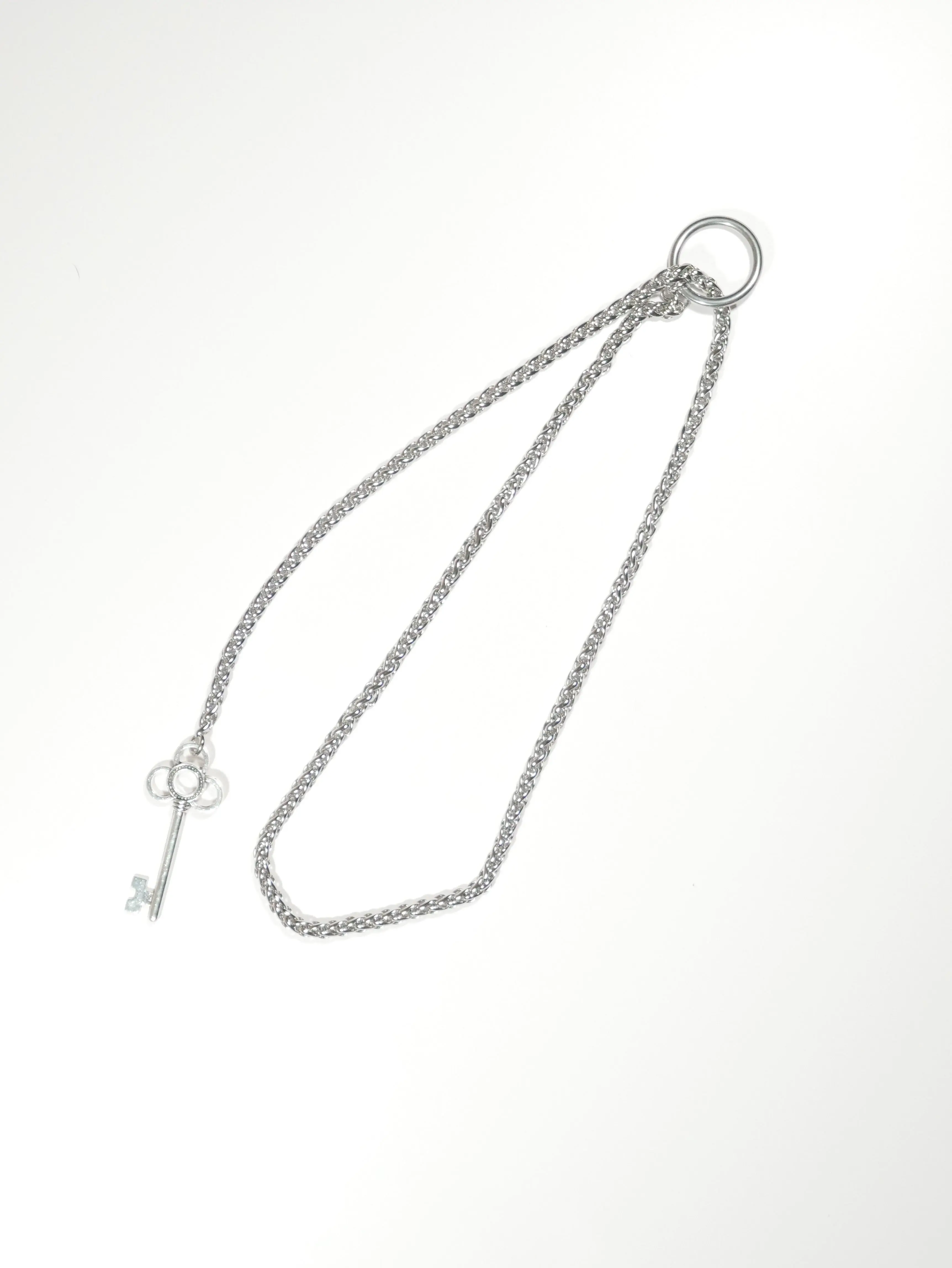 27" Stainless Steel Wheat Chain Slip Ring Key Pendant 'Hecate'