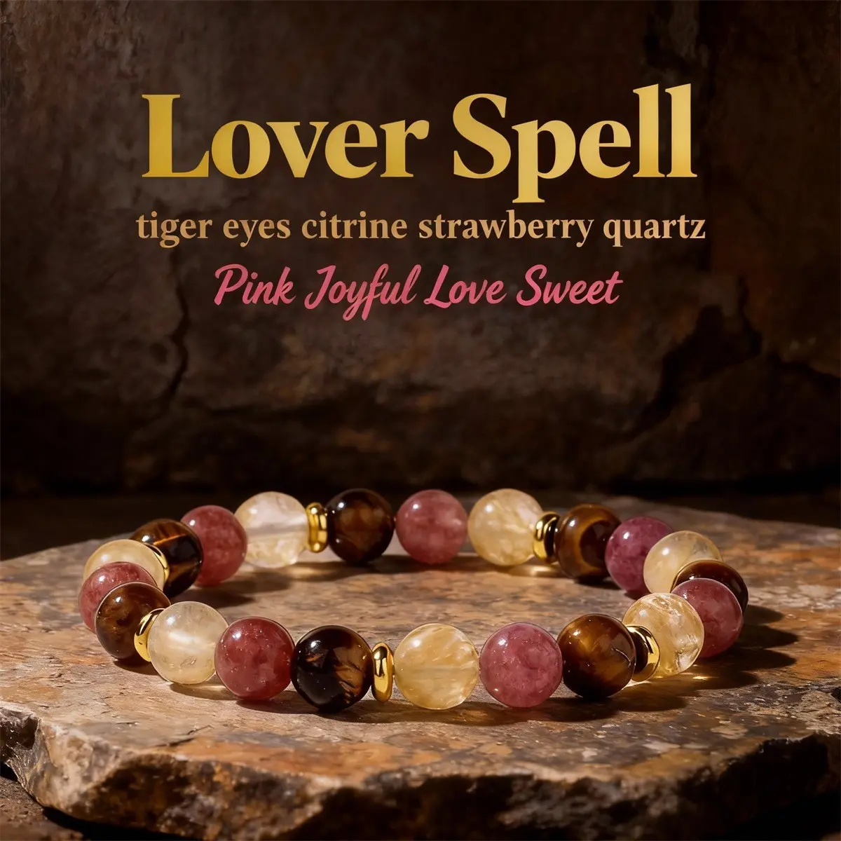 Natural Stone Love Inspired Bracelet for Women, Crystal Beaded Heart Jewelry, Vintage Stretch Gemstone Bracelet, Romantic Gift