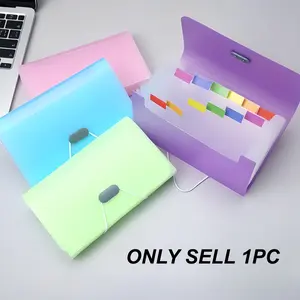 1pcs/4pcs 13-Grid Candy Color File Folder, A6 Mini Accordion Bag, Office Supplies Receipt Storage Holder, Document Organizer Student Return-to-School Information Book