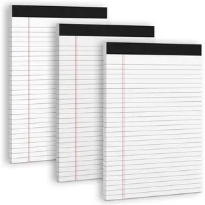 3 Pack White 8.5x11'' Legal Pads Wide Ruled Notepads, Micro Perforated Lined Writing Pads 30 Sheets Double-Side Printed for Home Office School