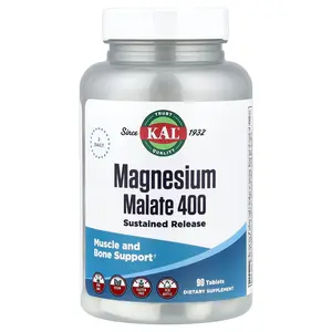 KAL Magnesium Malate 400, 90 Tablets (200 mg per Tablet)