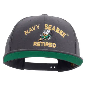 US Navy Seabee Veteran Embroidered Wool Blend Prostyle Snapback Cap