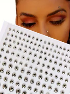 165pcs Waterproof Fake Piercing Set, Self-Adhesive Nose, Lip, Eyebrow Rings, Ear and Abdominal Jewelry, 3mm/4mm/5mm/6mm Sizes, Party Accessories, Septum Ring, Body Piercings Set